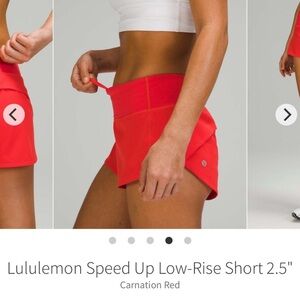 lululemon athletica Women's Low-Rise Athletic Shorts - Carnation Red
